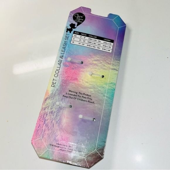 Coco Lane Couture Dog Collar & Leash Set Mint Green w/ Silver Glitter Size Small - Picture 4 of 12